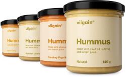 Vilgain Hummus Tasting Set -⁠ clasică pastă de năut în 4 variante, cu ulei de măsline și tahini, textură cremoasă și gust delicat