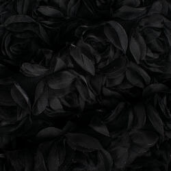 Takoy Țesătură tull decorativ cu trandafiri 3D negru