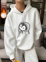 septimo7 Melegítő kapucnis pulóver oversize pingvin mintával fehér unisex L 3