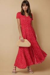 RohBoutique Rochie maxi florală cu buzunare, roșie - ROH DR4767