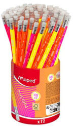 Maped Grafitceruza radírral, ceruzatartó, HB, háromszögletű, MAPED "Black`Peps Neon", vegyes színek (853789FC) - mystock