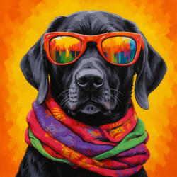 Alkotásutca Labrador napszemüvegben - Számfestő készlet kereten 40x40