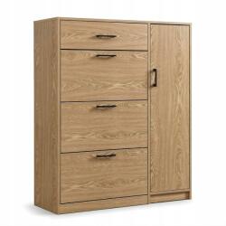 BOXIMO Mdf Cipősszekrény Előszobába Barna 90X125X28 CM Polcos Ajtó Tároló (B10010WO)