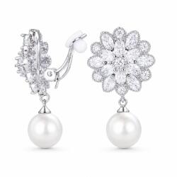 Raizel Cercei cu clips, cu pietre din zirconiu si perle, Ariel Pearls Clip-on (RZ2044)