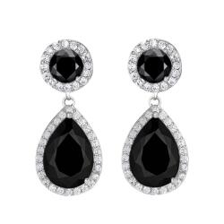 Raizel Cercei lungi cu pietre negre din zirconiu, Angelina Black (RZ2003)