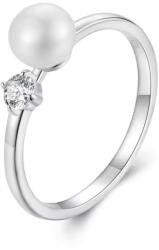 Raizel Inel din argint cu piatra moissanite de 0.1CT si perla de cultura, Selina (Marime inel: 54) (RZ1992.7)