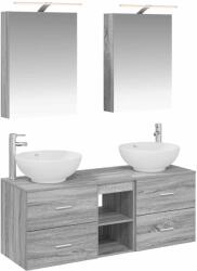 vidaXL Комплект мебели за баня 5 бр. Сив Сонома (3406956)