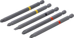 BGS technic Set biţi | Antrenare hexagon exterior 6, 3 mm (1/4") | Cap cruce PH, Cap cruce PZ, lamă dreaptă | Lungime 110 mm | 5 piese (BGS 4832) (4832) Burghiu