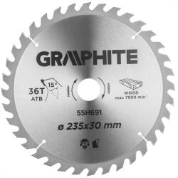 GRAPHITE Fierăstrău circular cu dinți din carbura de tungsten, 235x30mm, 36 de dinți (55H691) Disc de taiere