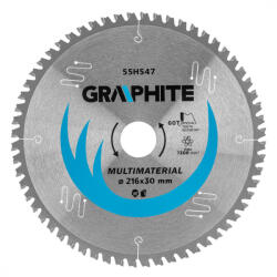 GRAPHITE Fierăstrău circular cu dinți din carbura de tungsten, 216x30mm, 60 de dinți, universal (55H547) (55H547) Disc de taiere