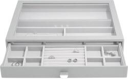 Stackers Casetă pentru bijuterii Stackers cu 15 compartimente supersize gri pietros cu sertar și capac de sticlă (75812)