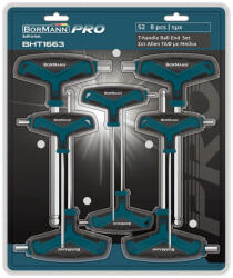 Bormann 8 piese Chei Allen tip T cu vârf sferic, 2, 5-10mm (BHT1663) (BHT1663) Cheie imbus
