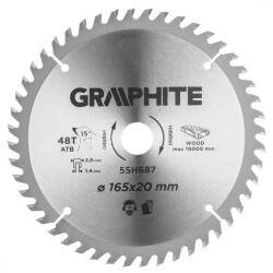GRAPHITE Fierăstrău submersibil cu dinți din carbura de tungsten, 165x20mm, 48 de dinți (55H687) (55H687) Disc de taiere