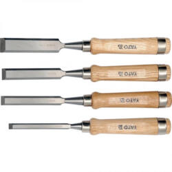 TOYA Set dalte pentru lemn 4 piese (10-16-20-25 mm) cu mâner din lemn (YT-6260) Dalta