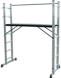 Bormann Schelă multifuncțională, scară aluminiu 3 în 1, 7+7 trepte cu bară de stabilizare (BHL9100) (BHL9100)