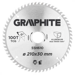 GRAPHITE Fierăstrău circular, din carbura de tungsten, 210x30mm, 100 de dinți, ALU (55H610) Disc de taiere