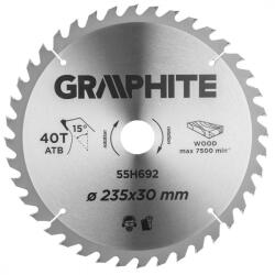 GRAPHITE Fierăstrău circular cu dinți din carbura de tungsten, 235x30mm, 40 de dinți (55H692) (55H692) Disc de taiere