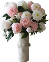 Botane Buchet de flori artificiale Botane, bujori, 72 cm, alb-roz (BOT-BOU-064)