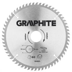 GRAPHITE Fierăstrău circular, din carbura de tungsten, 185x30mm, 60 de dinți (55H601) Disc de taiere