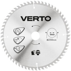VERTO Pânză de fierăstrău circular, carbură, 250x30mm, 100 dinți, ALU (61H108) Disc de taiere