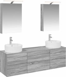 vidaXL Комплект мебели за баня 5 бр. Сив Сонома (3406876)