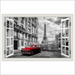 Blueback MAT Fotótapéta Ablak Piros autó, Eiffel-torony, Retro, 300 x 200 cm (BBIMG7468)