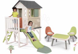 Smoby Set căsuță pe piloni cu măsuță și 2 scăunele House On Stilts Life Smoby extensibilă cu tobogan de 1, 5 m cu jet de apă (SM810802-9) Casuta pentru copii