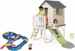 Smoby Set căsuță pe piloni și pistă de apă cu baraj House On Stilts Life Smoby extensibilă cu tobogan de 1, 5 m cu jet de apă (SM810802-26) Casuta pentru copii