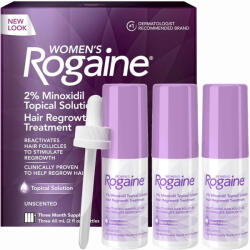  Oldat, Rogaine, hajhullás ellen, Minoxidil 2%, nőknek, eredeti pipettával, 3 hónapos kezelés (3x flakon 60ml)