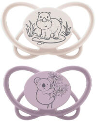 Nip Suzete din silicon NIP My Butterfly Green - Rinocer alb și koala, 16-32 luni, 2 bucăți (54000821316201)