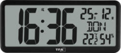 TFA Rádiójel vezérlésű Falióra 356 mm x 161 mm x 27 mm Fekete Nagy kijelző (60.4525. 01) (60.4525.01)