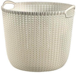 Keter Tárolókosár, Curver Knit, krémszínű, 30 literes, 40 x 39 x 33 cm, egymásra rakható, műanyag, horgolt mintás, fülekkel, kerek (TC2211233)