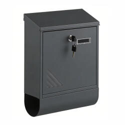 Leziter Homepost - cutie poștală de exterior cu suport pentru ziare și plăcuță cu nume, cu încuietoare, gri (MB-005)