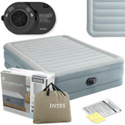 Intex Queen Prémium Comfort Felfújható Vendégágy 203x152x46cm 2 Személyes Beépített Elektromos Pumpával és Fejtámlával - Kényelmes Alvóhely Vendégeknek és Utazáshoz (Intex 64824)