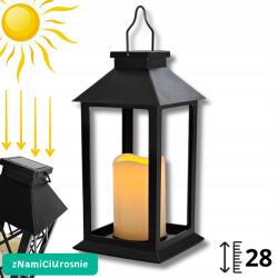  Lampion Lámpa LED-es napelemes mécses láng effekt 24CM 2 db egész évben használható (Latarenka czarna gładka)