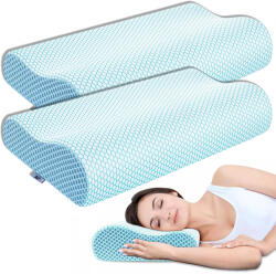 Linomag Set 2 Perne Ortopedice din Spuma cu Memorie, Linomag®, Design Ergonomic pentru Suport Cervical, Relaxare si Aliniere a Coloanei, Ideala pentru Durerea de Gat și Spate, pentru Dormitul Lateral, Spate s