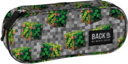 DERFORM Minecraft mintás tolltartó, beledobálós, ovális, BackUp, 2026, A78, szürke, zöld kockákkal (DFM-PB8A78) - mesescuccok
