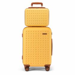 Konofactory Sárga luxus keményfedeles „Journey bőröndszett táskával - M, L, XL méret (S486set2in1-yellow)