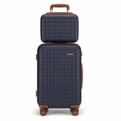 Konofactory Sötétkék luxus keményfedeles „Journey bőröndszett táskával - M, L, XL méret (S486set2in1-navy)