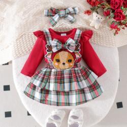 SuperBaby Sarafan cu body visiniu maneca lunga - Baby Reindeer
