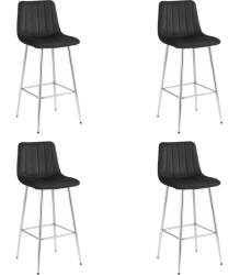 FDY Set 4 Scaune Bar Zargo Catifea Neagra, Picioare Crom
