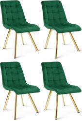FDY Set 4 Scaune Bucatarie/Dining Spirit Plus Catifea Verde, Picioare Metalice, Finisaj Auriu