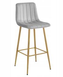 FDY Scaun Bar Zargo Catifea Gri Deschis , Picioare Metalice Finisaj Lemn
