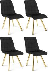 FDY Set 4 Scaune Bucatarie/Dining Spirit Plus Catifea Negru, Picioare Metalice, Finisaj Auriu