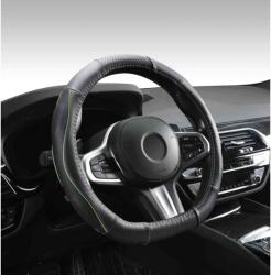 Autolife DW-5056G "D" Valódi bõr kormányvédõ szellõzõ lyukacsos Zöld betétes mintával, 36-38cm (00382)