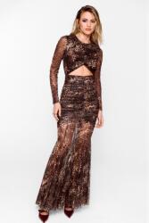 Nasty Gal Fekete-bézs Hálós Ruha Fodros Hosszú Ujjú Nasty Gal XL