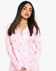 Boohoo Rózsaszín Hosszú Ujjú Ing Klasszikus Gallér Csíkos Minta Boohoo 42