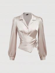 Shein Pezsgőszínű Aszimmetrikus Szatén Hosszú Ujjú Gombos Ing Shein 46