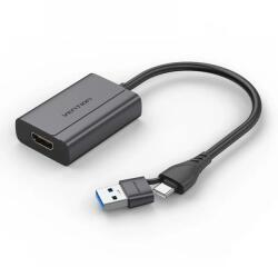 Vention Adaptor video Vention, USB-C (T) sau USB-A(T) la HDMI (M), 0.15m, rezolutie 1080p la 60Hz, negru, ACYHB (timbru verde 0.08 lei) - 6922794776920 (ACYHB)