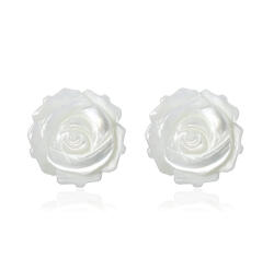 Raizel Cercei albi in forma de floare, cu surub din argint placat cu aur 14K, Erin Gold (RZ2050)